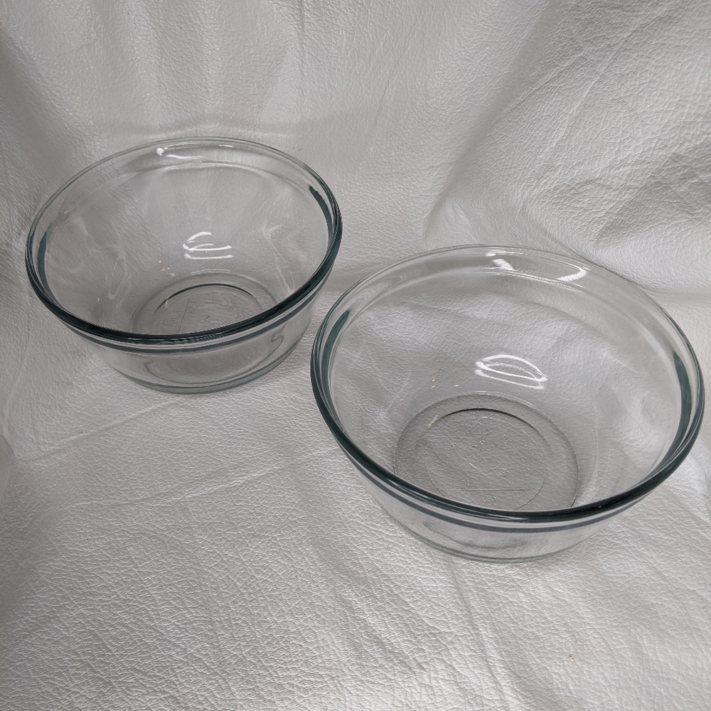 2 Anchor Hocking Clear Glass Bowls